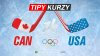 Finále ZOH 2026 Kanada vs USA kurzy na grafike s hokejkami a logom olympiády