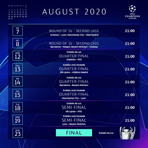 Program dohrávky Ligy majstrov 2019/2020