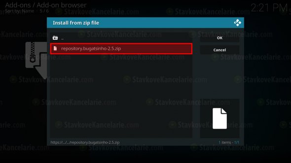 Zvoľte ZIP file „repository.bugatsinho-2.5.zip“