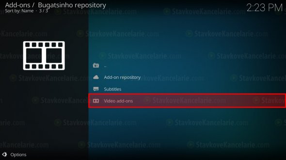 Dostupné addony – vyberte „Video add-ons“