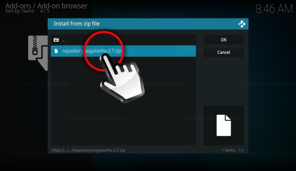 Zvoľte ZIP file „repository.bugatsinho-2.5.zip“