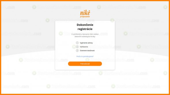 Druhá časť registrácie v Niké