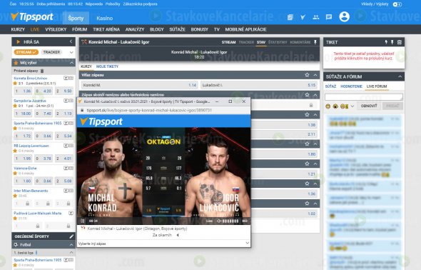 Livestream v samostatnom okne na TV TIPSPORT