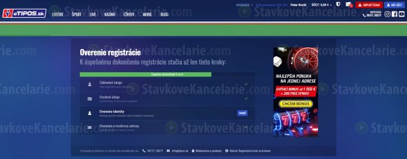Dokončenie registrácie v stávkovej kancelárii Tipkurz