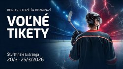 SynotTip bonus na Extraligu – reklamný vizuál s hokejistom a voľnými tiketmi