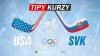 USA vs Slovensko kurzy ZOH 2026 na grafike s hokejkami, vlajkami tímov a logom olympiády.