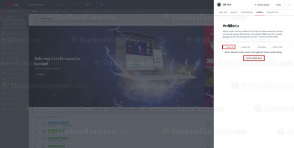Hráčsky účet pred vyplnením osobných údajov
