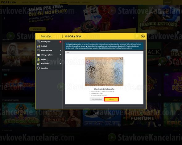 Odoslanie prednej strany hlavného dokladu na schválenie