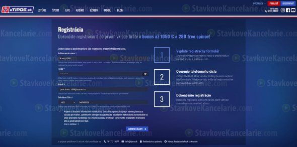 Začiatok registrácie na etipos.sk