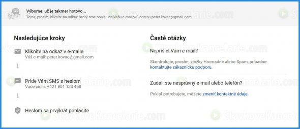 Oznam o odoslanom emaile po registrácii na Tipsport.sk