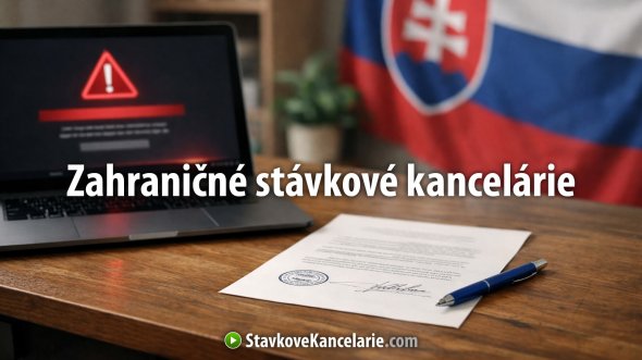 Notebook s varovným symbolom a slovenská vlajka – zahraničné stávkové kancelárie